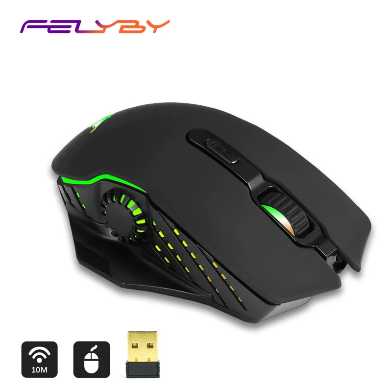

FELYBY USB interface wireless mouse 2400DPI computer business office home gaming mouse black PC of mice