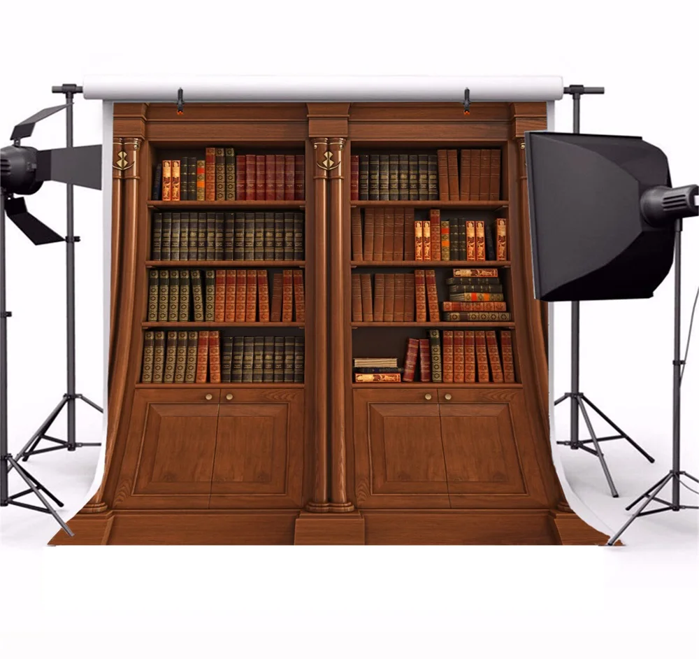 Laeacco خشبية خزانة الزجاج دراسة الطفل الداخلية الخلفيات التصوير مخصصة خلفيات للتصوير الفوتوغرافي للصور الاستوديو