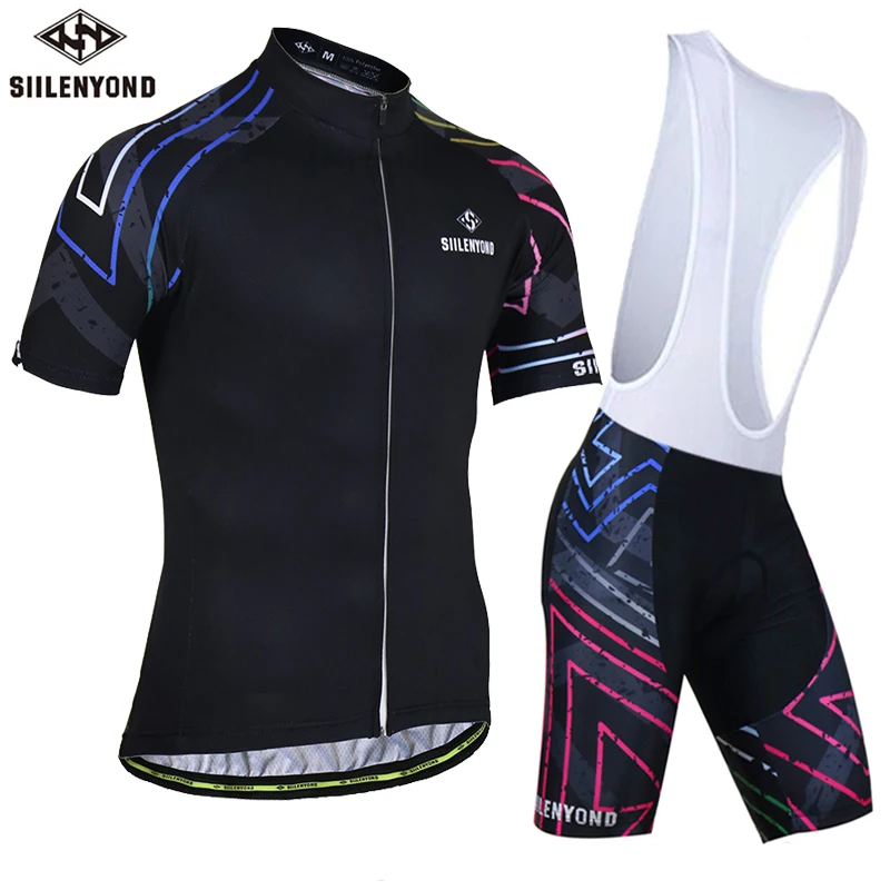 

SIILENYOND Pro Cycling Jersey Bike Shorts Set Uniforme Ropa Ciclismo Quick Dry Mens Cycling Clothes wear bicycle Maillot Suits