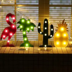 ICOCO светодио дный ночник 3D Настольная лампа для домашние вечерние Спальня украшения Фламинго ананас кактус Рождественская елка