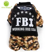 Одежда для собак для маленьких собак зимнее хлопковое пальто для домашних животных камуфляжные непромокаемые куртки для комбинезон для щенка FBI Button Dog Clothes