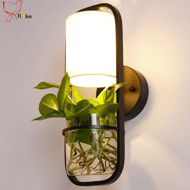 Modern Potted Plant Wall Lamp For Restaurant Balcony Deco Lighting Modern Potted Plant Wall Lamp For Restaurant Balcony Deco Lighting Cloth Lampshade Gl Flower Pots
