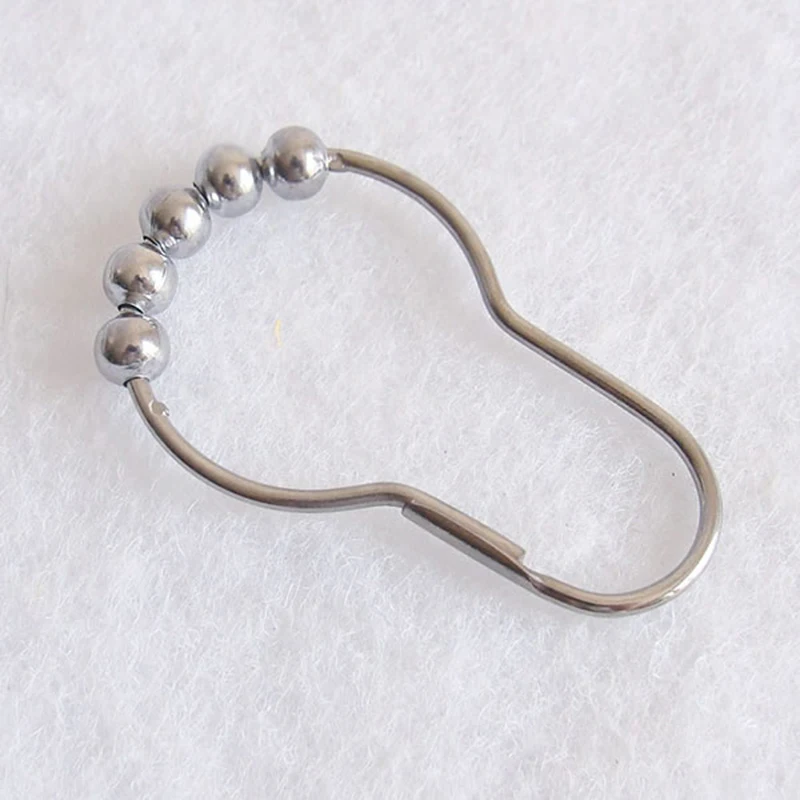 

12pcs Practical Stainless Steel Curtain Hooks Bath Rollerball Shower Curtains Glide Rings Convenient Home Bathroom Accessories