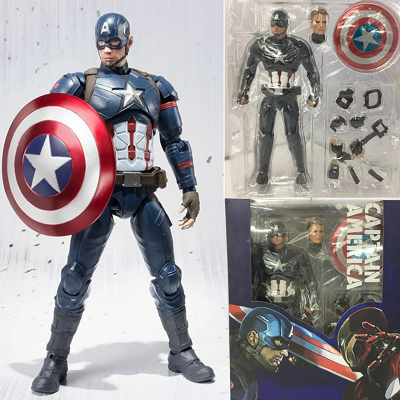 

15cm SHFiguarts Avengers Captain America Figure Civil War Steve PVC Action Figures Collectable Model Toy Doll For Kids Gift
