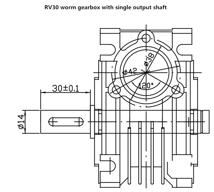 NMRV30 червь Передаточное отношение 30: 1 с Одиночный выходной вал+ NEMA23 1.8Nm шаговый двигатель 76 мм 3A