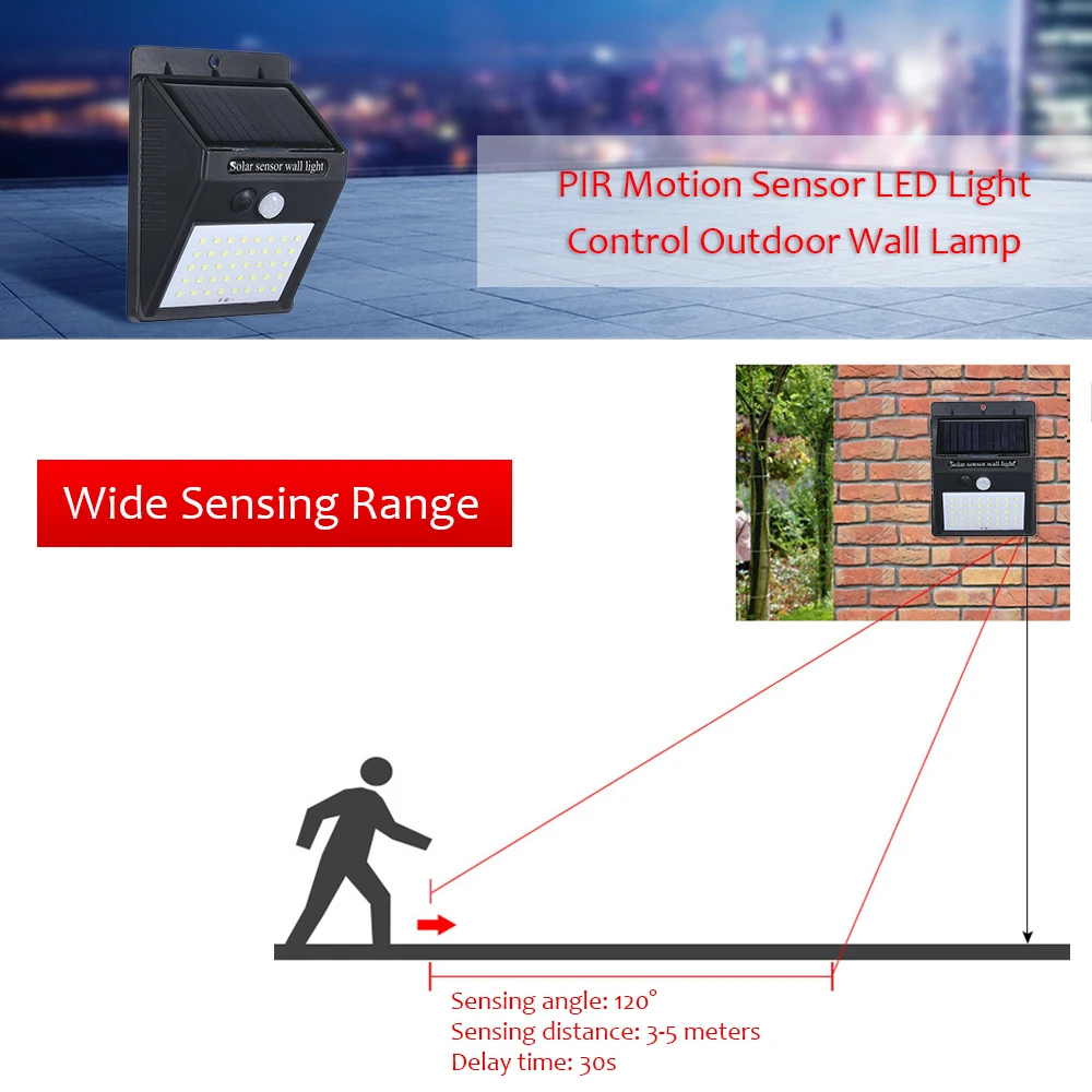 Солнечный свет на открытом воздухе 8 Вт 40 светодиодный солнечной энергии настенный светильник PIR датчик движения инфракрасный человеческий индукционный внутренний двор