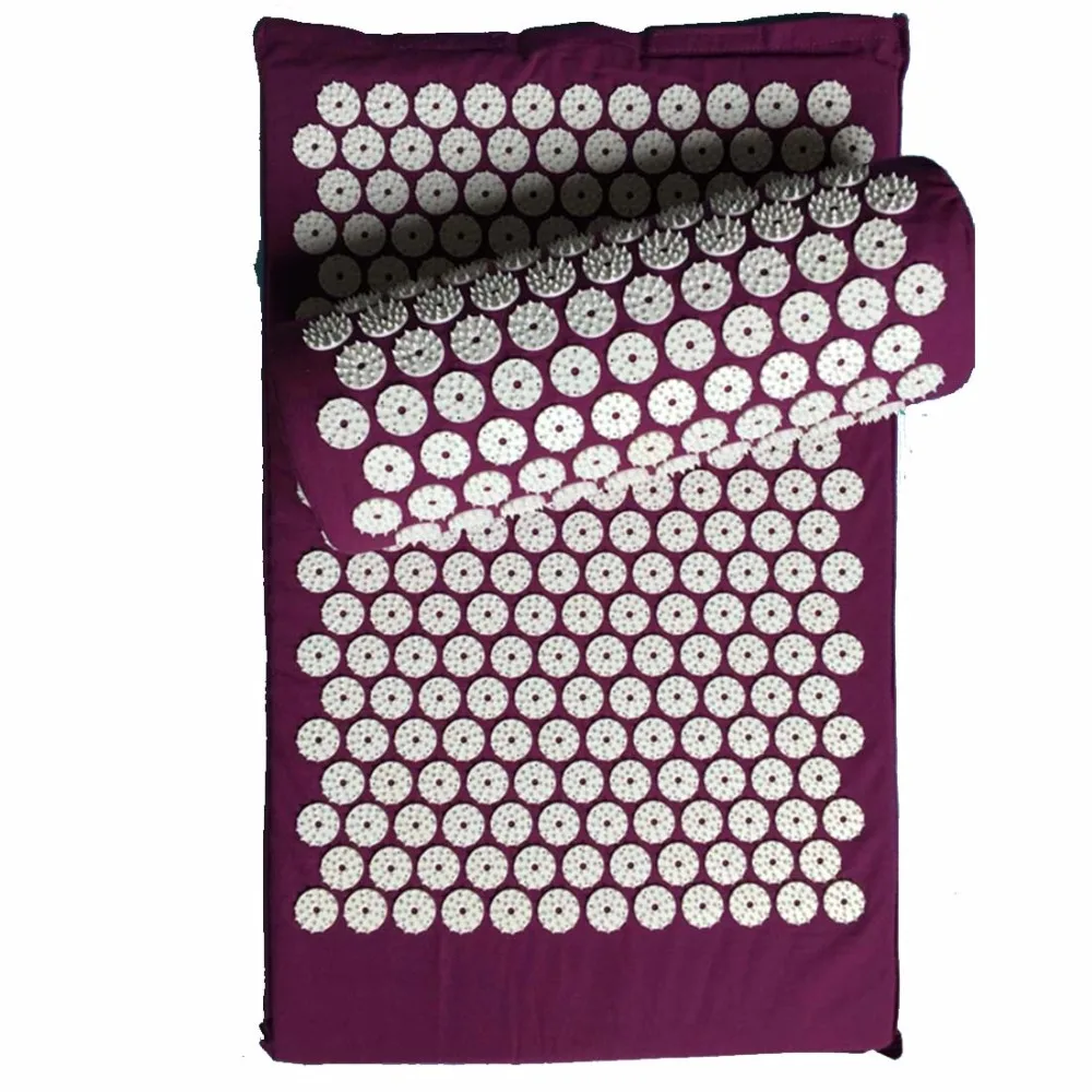 2pc Yoga Mat Massager Pain Acupuncture Spike Relieve Stress Pain Fatigue Head Back Foot Relax 1 Acupuncture mat+1 Massage Pillow