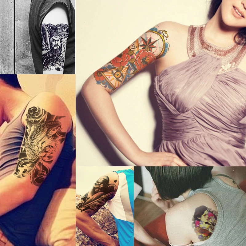 072 30 De Réduction1 Pc Coloré Carpe Poisson étanche Fleur Bras Manchon Tatouage Conception Lc 822 Femmes Homme Santé Corps Art Temporaire