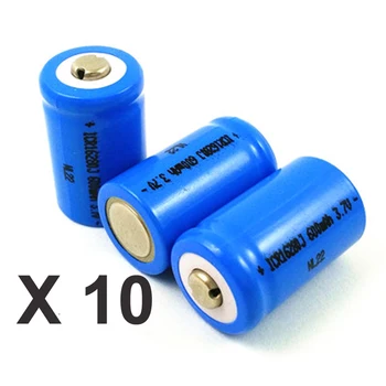 

10pcs 3.7v ICR 16280 rechargeable lithium ion battery cell 600MAH for LED flashlight torch and speaker