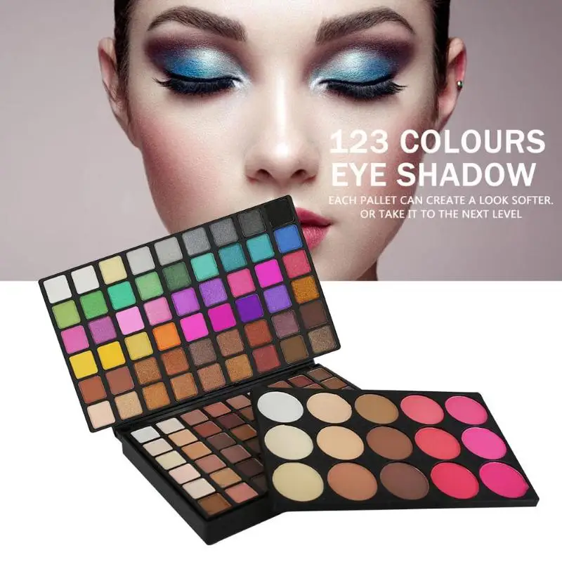 123 Colors Eyeshadow Palette Professional Eye Blush Highlight Matte Makeup Tools Kit Matte Eye