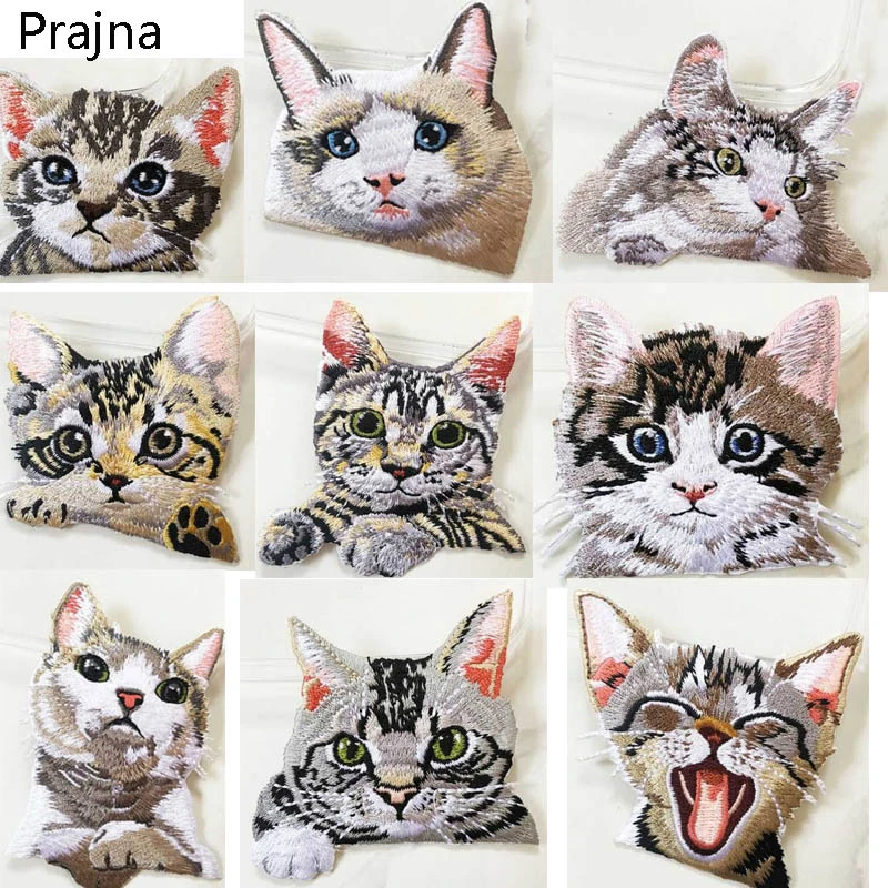 Prajna Badge Dessin Anime Chat Mignon Autocollant De Poche Bon Marche Brode En Fer Sur Les Vetements Diy Bricolage Aliexpress