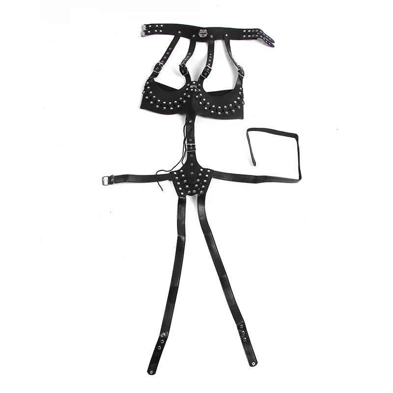 Кожаный ремень подвязка комплект с ремнем БДСМ бондаж сексуальное белье Goth Rivet