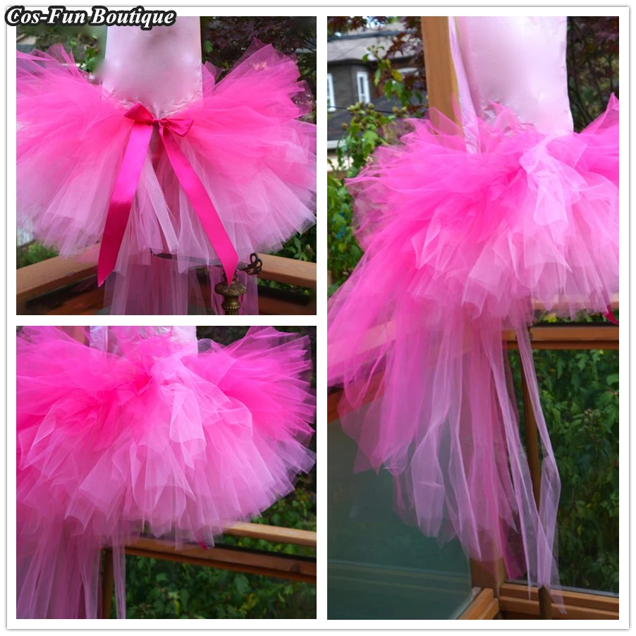 

2018 Flamingo Bustle Women Tutu Tutu Skirt With Trailing Pink&Rose Red Halloween Adult Skirt Party Dazzling Skirt One Size 35cm