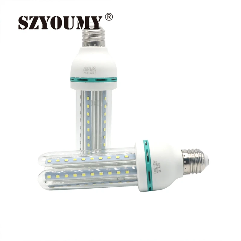 

SZYOUMY 25PCS Low Wattage Bulbs U shape 12W E27 2835 SMD LED Saving Corn Light Lamp Tube lamp 360 Degree Beam Angle