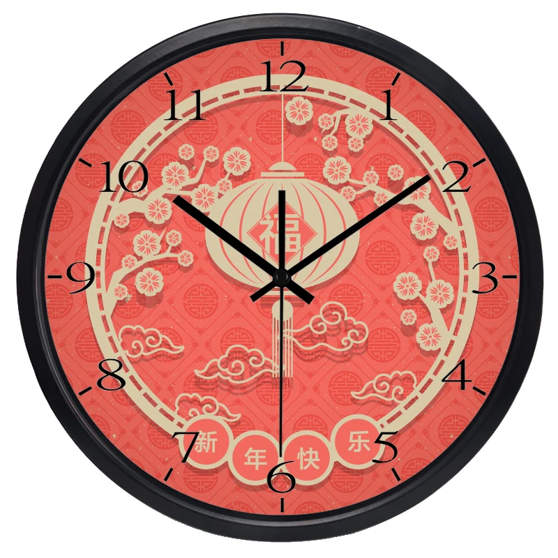 China New Years Best Wishes Decrorative Wall Clock, Glass Metal Clock