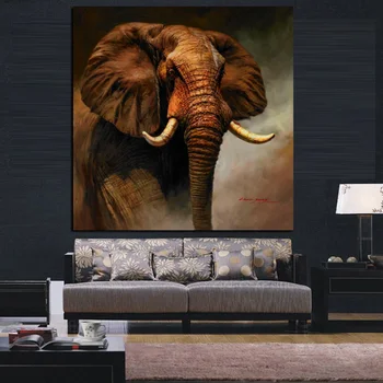 African Elephant Wall Art Oil Painting Printed on Canvas 3