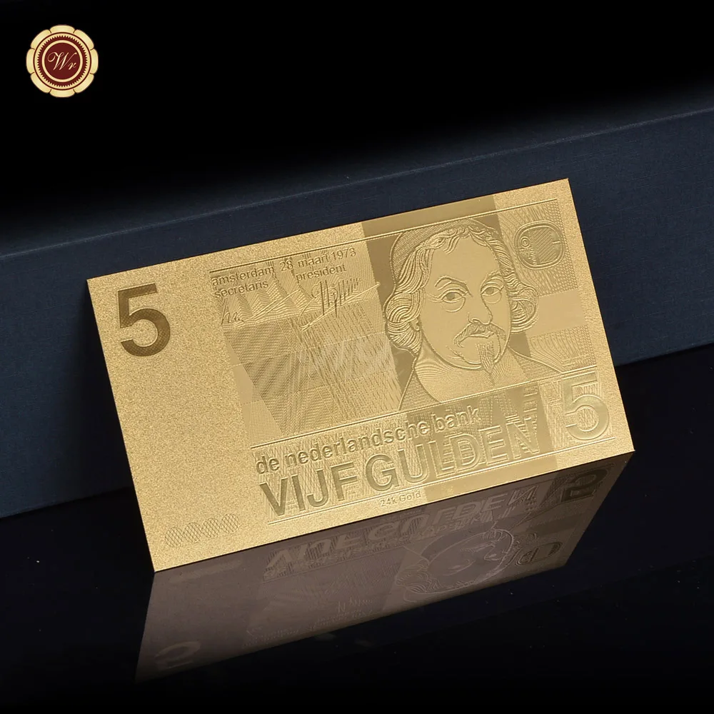 Репродукция ремесло коллекция Нидерландов 5 гулден золото банкнот Банкноты металлический позолоченный