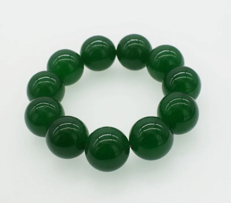 

wow! big size green jade round 20mm bracelet 7.5inch wholesale beads FPPJ nature xmas gift