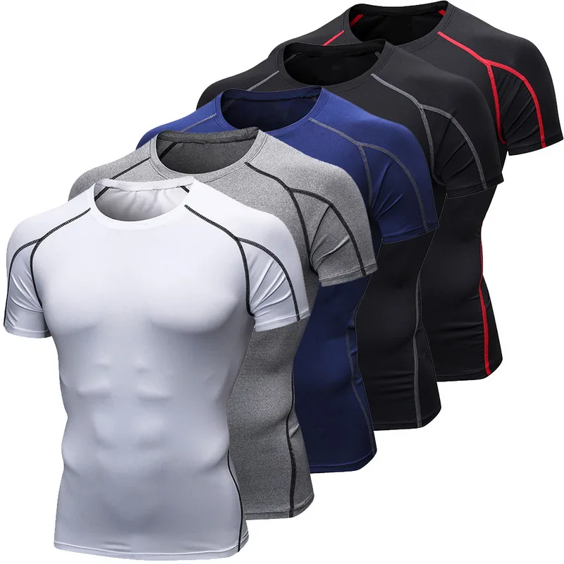 CALOFE Men's Compression Sports Tee Running T Shirts Bodybuilding