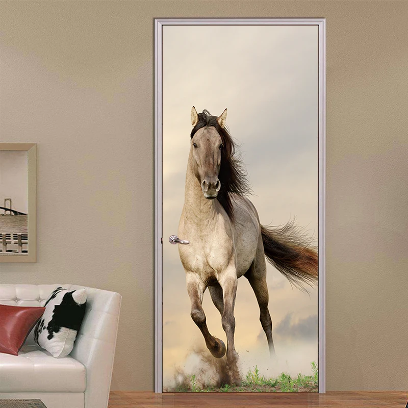 Creative Animal Horse Door Stickers Corridor Wallpaper PVC Poster Wall Stickers Office Bedroom Living Room Home Decoration Creative Animal Horse Door Stickers Corridor Wallpaper PVC Poster Wall Stickers Office Bedroom Living Room Home Decoration
