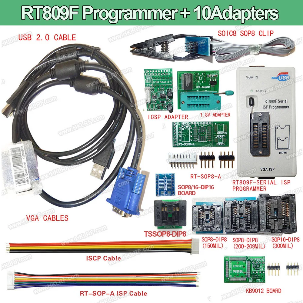 100% Original Newest RT809F LCD ISP programmer+ 10 Adapters +SOP8 Test ...