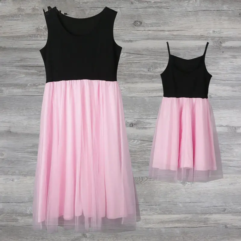 Mother-daughter-dresses-Pink-Patchwork-Mesh-Princess-Dress-Mother-and-daughter-clothes-Mom-and-Daughter-Dress (5)