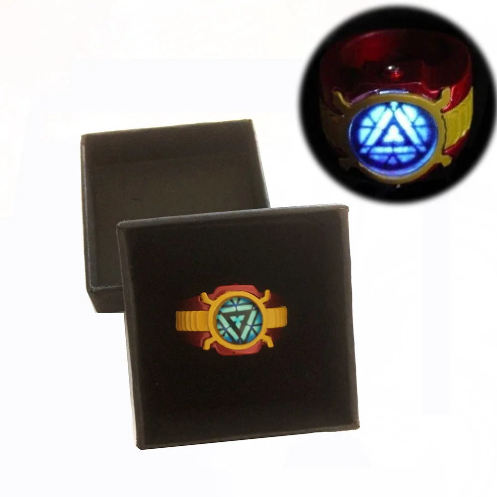 

RJ New Luminous Iron Man Logo Rings Avengers 3 Red Yellow Ring For Women Men Thanos Anello Cosplay Souvenir Gift Jewelry