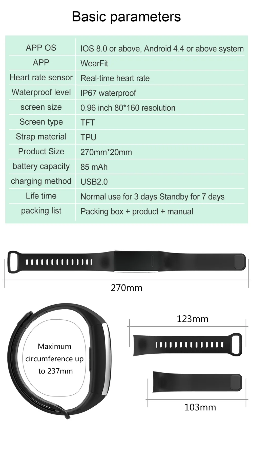 HI15 Smart Band IP67 Waterproof Pedometer Heart Rate Monitor Tracker Fitness Wearable Device Smartband Smart Bracelet pk mi band (14)