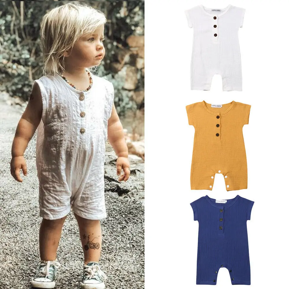 

Pudcoco 2019 Solid Summer Newborn Baby Boys Romper Short Sleeves One-Pieces Outfits Overall Casual Clothes