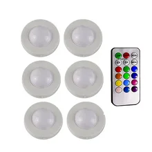 RGB 12 цветов Светодиодная подсветка под шкаф шайба светильник на батарейках Ночная лампа шкаф витрина шкаф для кухни