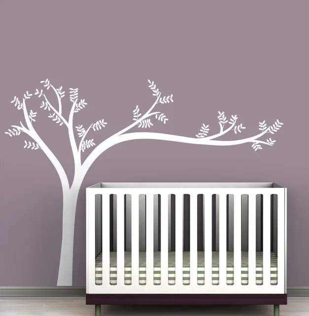 Monochromatic Leaning Tree Wall Decals For Modern Baby Rooms White Monochromatic Leaning Tree Wall Decals For Modern Baby Rooms White Art Stickers Nursery Kids