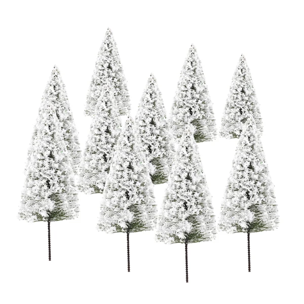 10pc Cedar Trees Winter White Snow Model Railroad Layout Scenery Landscape 4Inch