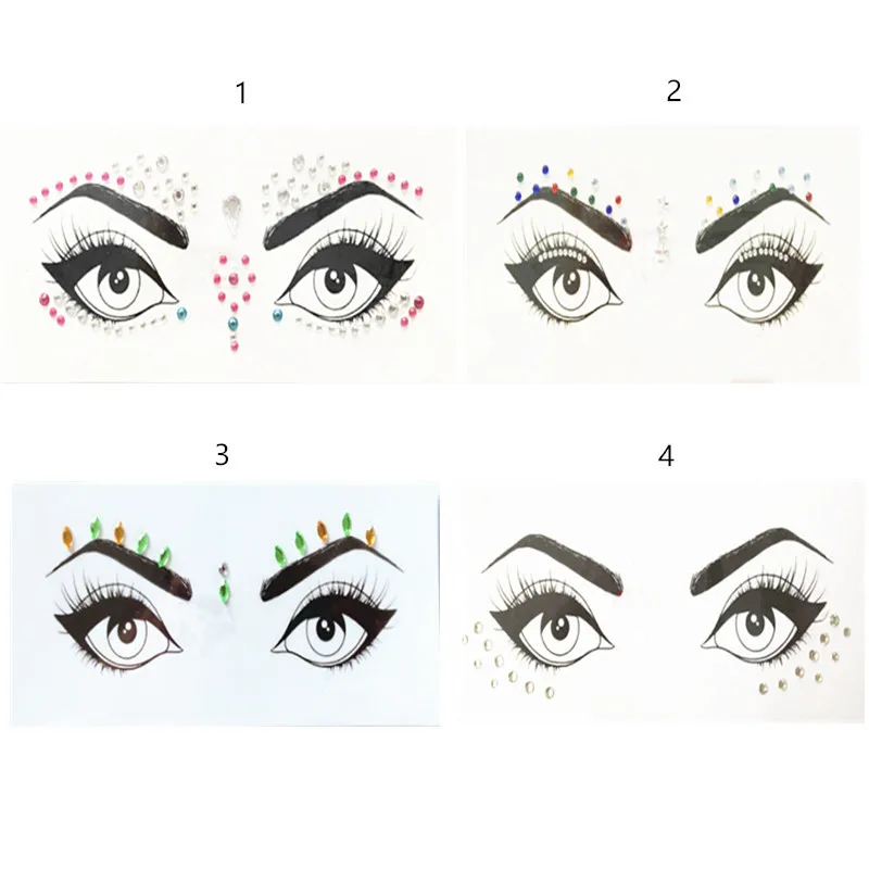 

1PC Face Jewels Christmas DIY Eyebrow Body Art Adhesive Crystal Glitter Festival Party Eye Stickers Makeup Xmas Decor
