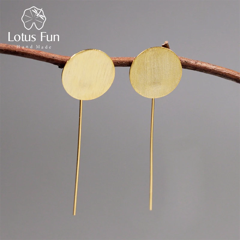 Beste Lotus Plezier Echte 925 Sterling Zilveren Handgemaakte Creatieve Designer Fijne Sieraden Minimalisme Stijl Ronde Dangle Oorbellen voor Vrouwen
