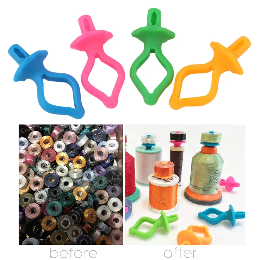 

8/16/24/32/40/48PC Color Silicone Thread Clips Bobbin Holders Clips Clamps Tool Craft Storage Holder board 4.5x2.2cm