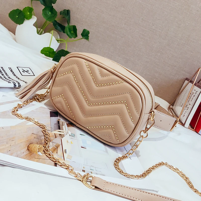 Herlianenrus Crossbody сумки Для женщин Мода цепи с бахромой и заклепками мини из