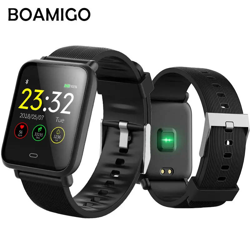 

Bluetooth Smart Watch BOAMIGO Smartwatch For IOS Android Phone Call Remind Camera Calories Heart rate bracelet Wristband OLED