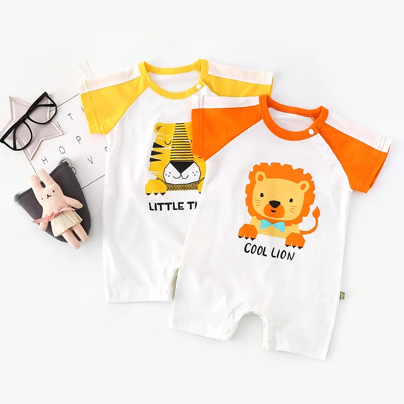 2019 летняя одежда с короткими рукавами для новорожденных детская пижама тигровый
