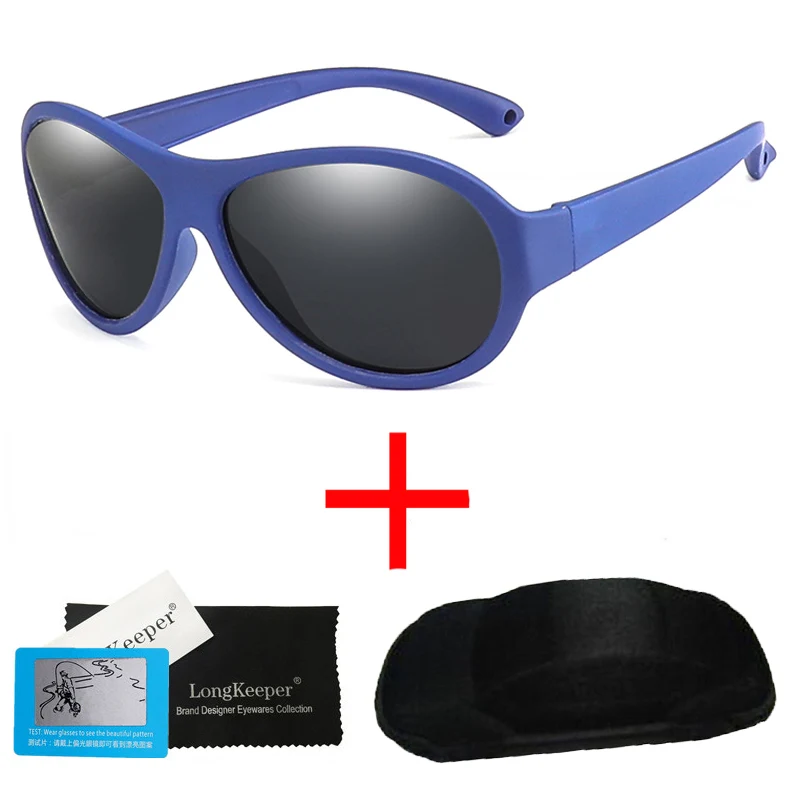 Поляризованные солнцезащитные очки для детей, детские защитные Брендовые очки для мальчиков и девочек, гибкая резиновая рама, детские оттенки, Oculos Infantil с чехлом - Цвет линз: blue-black-case