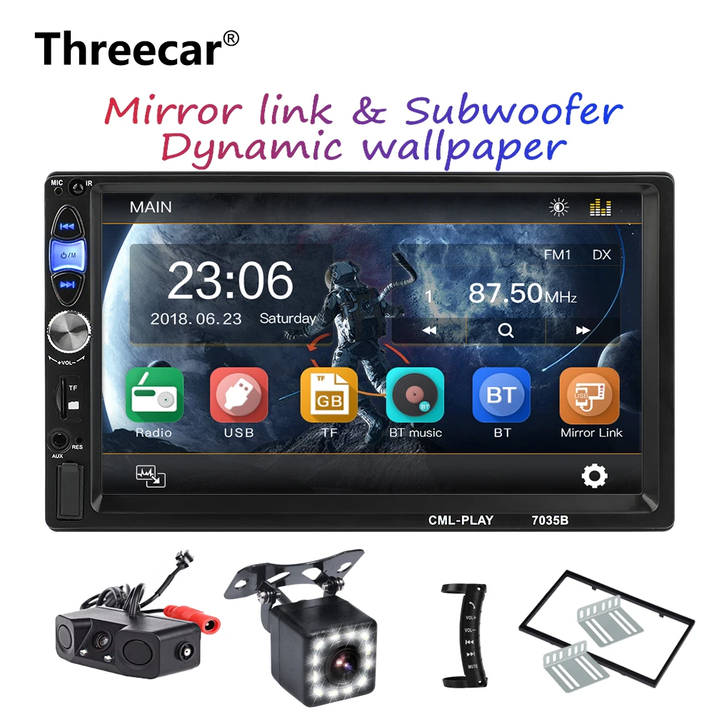 

7035B 2 din car radio7"autoradio Rear view Camera Mirror Link Car stereo Touch dynamic MP5 audio Bluetooth USB Multimedia player