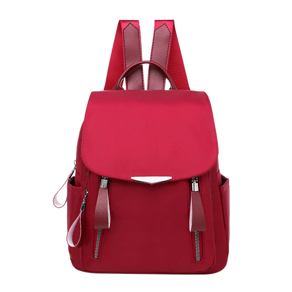 OCARDIAN, Модный женский простой уличный рюкзак на молнии из ткани Оксфорд, однотонный рюкзак, дорожная сумка, дизайнерский школьный рюкзак J24 - Цвет: Red