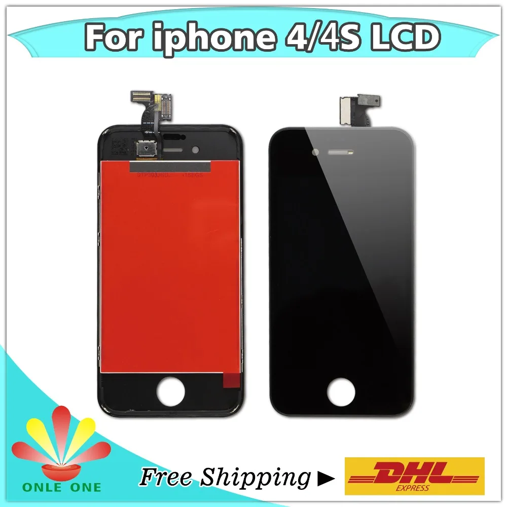 20 pcs/lot Display LCD and touch screen + Digitizer for iphone 4 4G 4S free shipping White/Black | Мобильные телефоны и