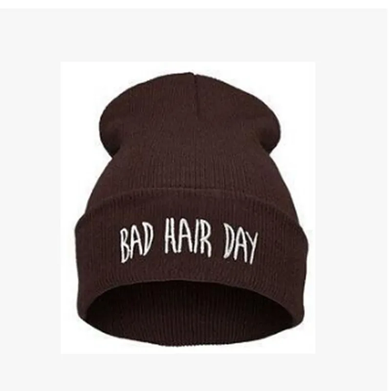 Шапочка Bad Hair Day Beanie шапка женский из смеси хлопка с буквенным принтом вязаная зимняя шапка хип-хоп шапки кепки s дешево - Цвет: 14