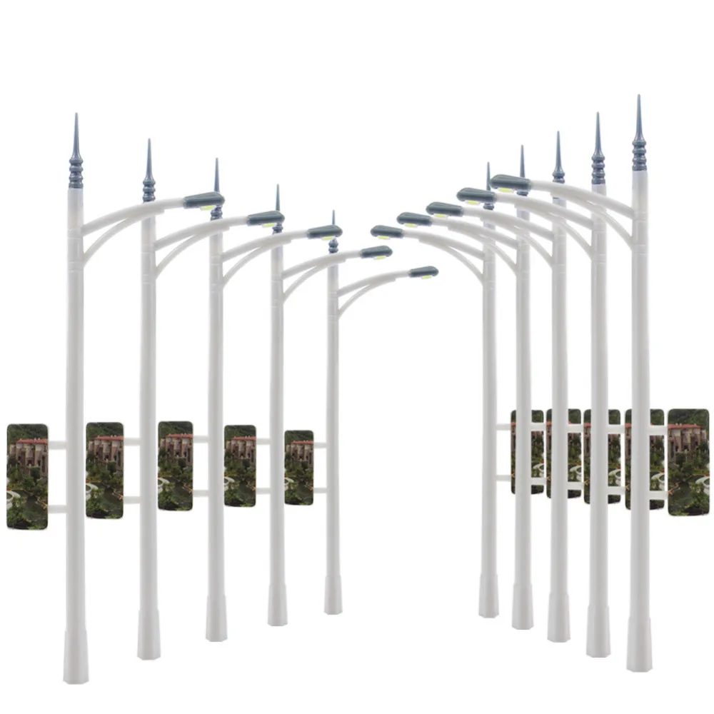 

LNH23 10pcs Model Railway Advertising Lamppost lamps Street Lights HO OO Scale LEDs NEW 3V LED