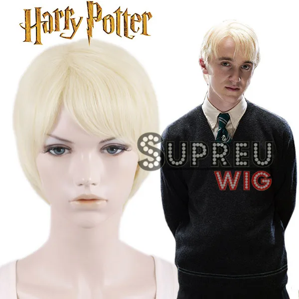 Harry Potter Draco Malfoy Short Pale Blonde Straight Anime Cosplay Wig FB03A on