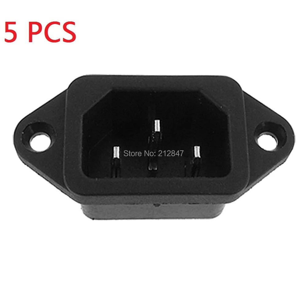 

5PCS IEC 320 C14 Male Plug 3 Pins PCB Panel Power Inlet Socket Connector AC 250V 10A free shipping