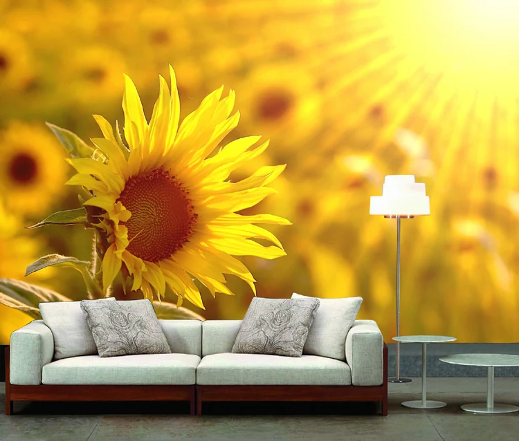 

Custom 3d mural 3D sunshine wallpaper sofa bedroom TV living room bar cafe restaurant background sunflower wallpaper mural
