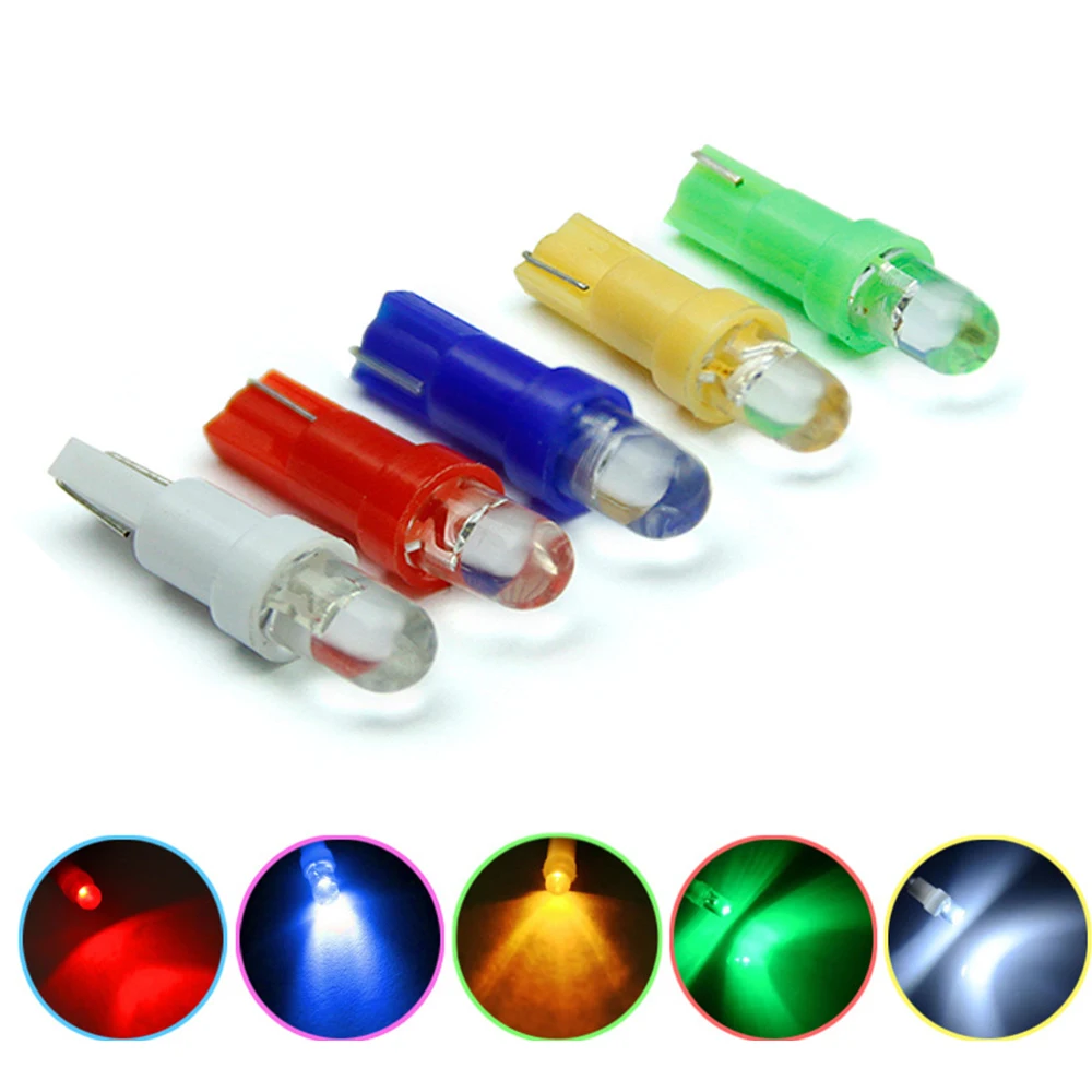 

(YSY2)300pcs Car Interior T5 led 1 SMD led Dashboard Wedge 1LED Car Light t5 Bulb Lamp led t5 12v Yellow/Blue/green/red/white