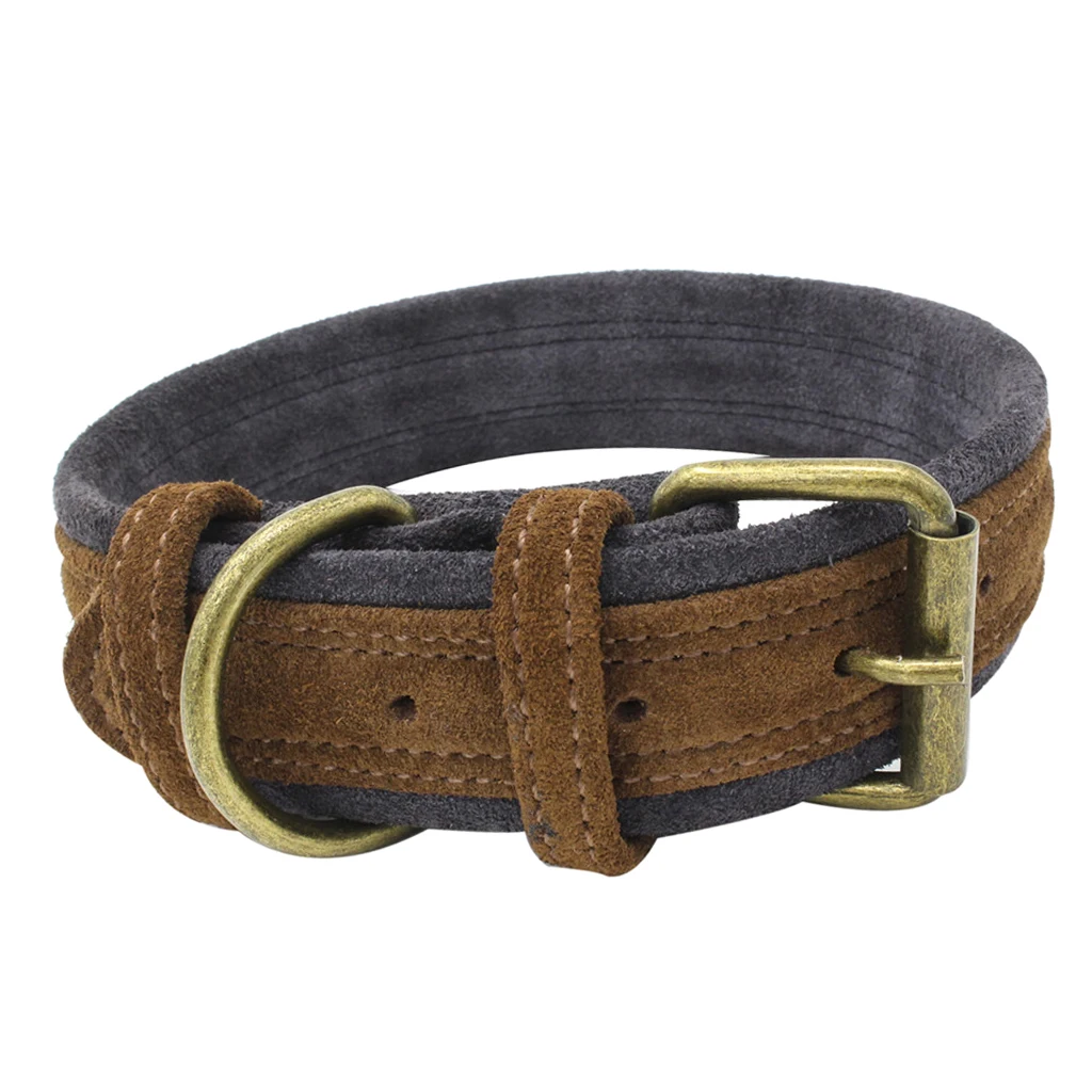 Traditional Brown Adjustable Pet Dog Puppy Cowhide Collar