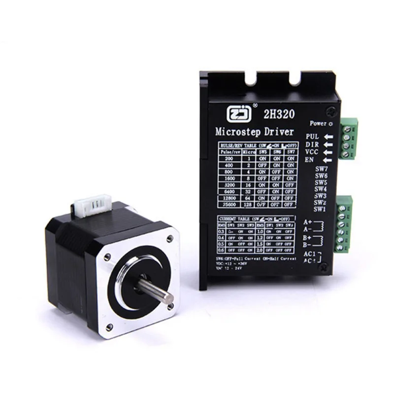 

4218HB2 stepper motor + 2H320 drive set body height 40MM torque 0.5N.m 128 subdivision